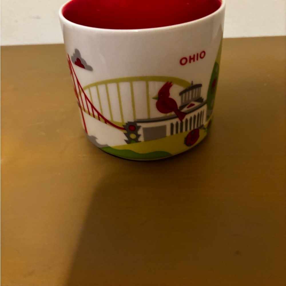 Starbucks Ohio You Are Here Collection Red Interior Ceramic Mug with Green - Picture 2 of 6